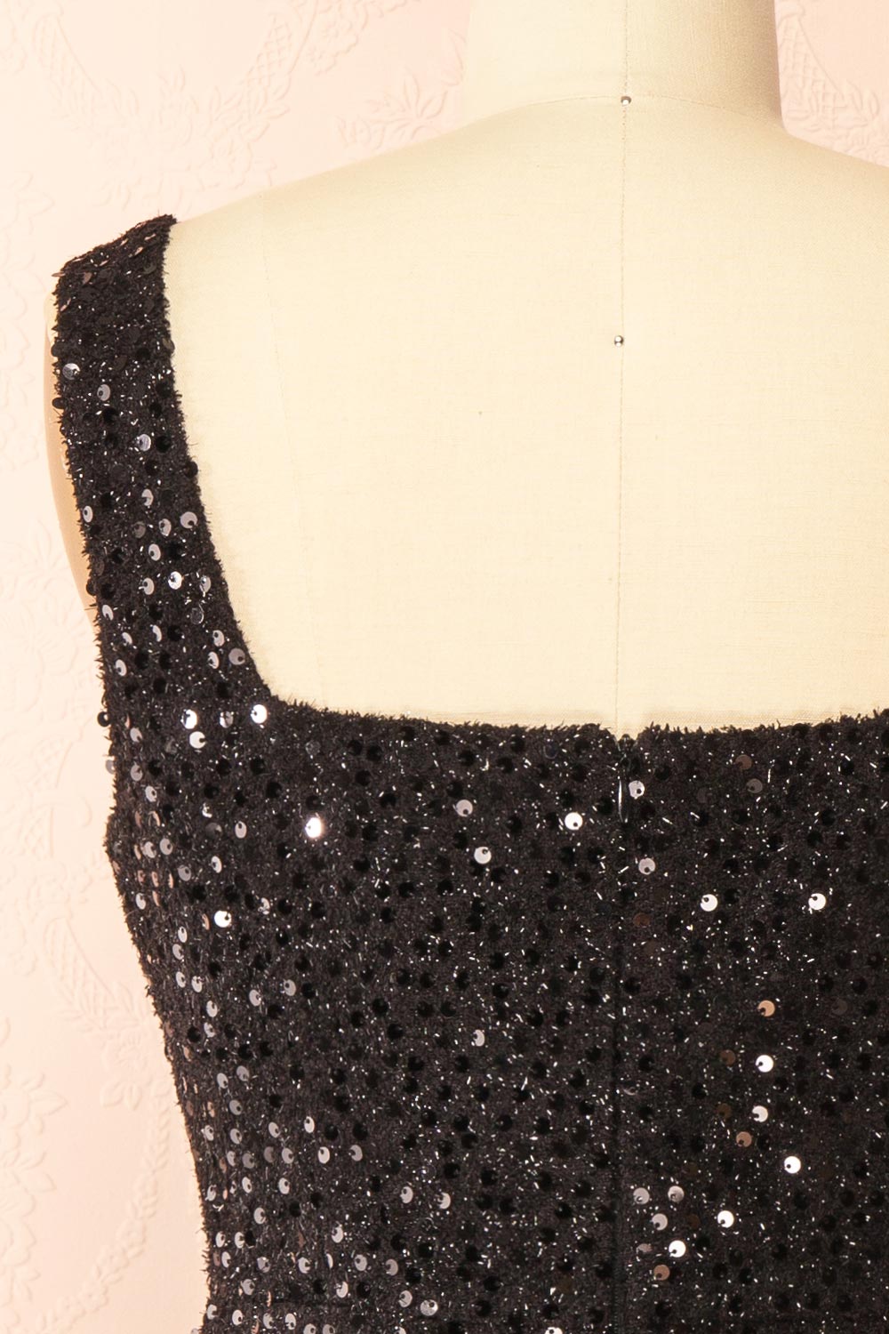 Nawal Short Black Dress with Sequins | Boutique 1861 back