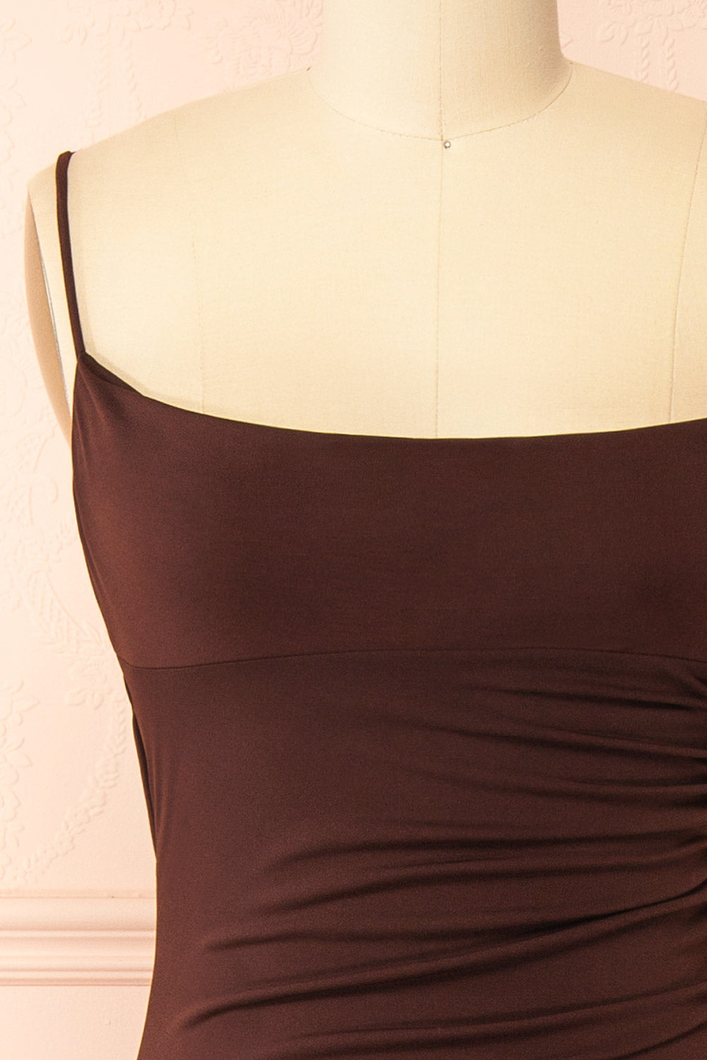 Nayla Brown Mermaid Maxi Dress with Open Back | La petite garçonne front