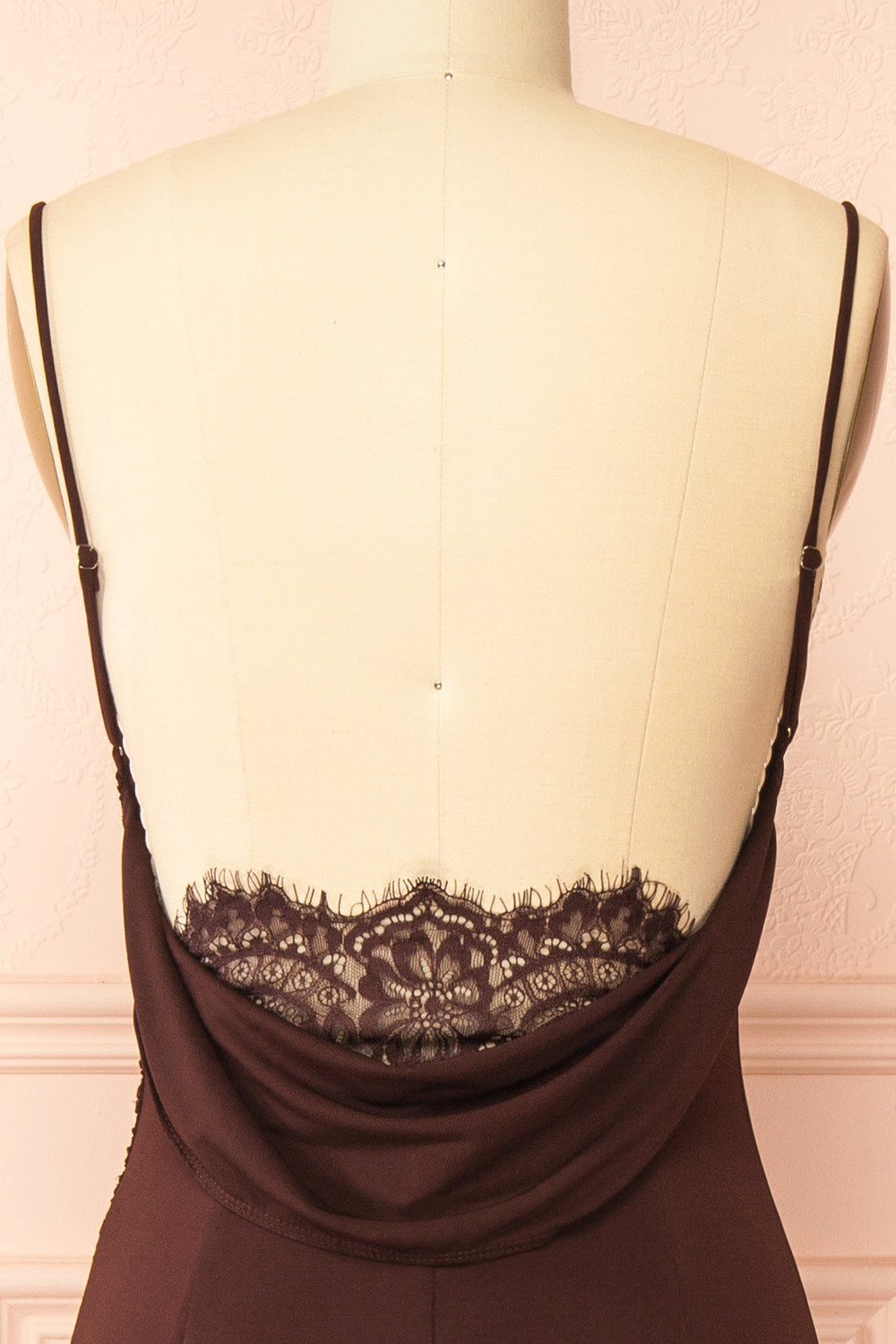 Nayla Brown Mermaid Maxi Dress with Open Back | La petite garçonne back