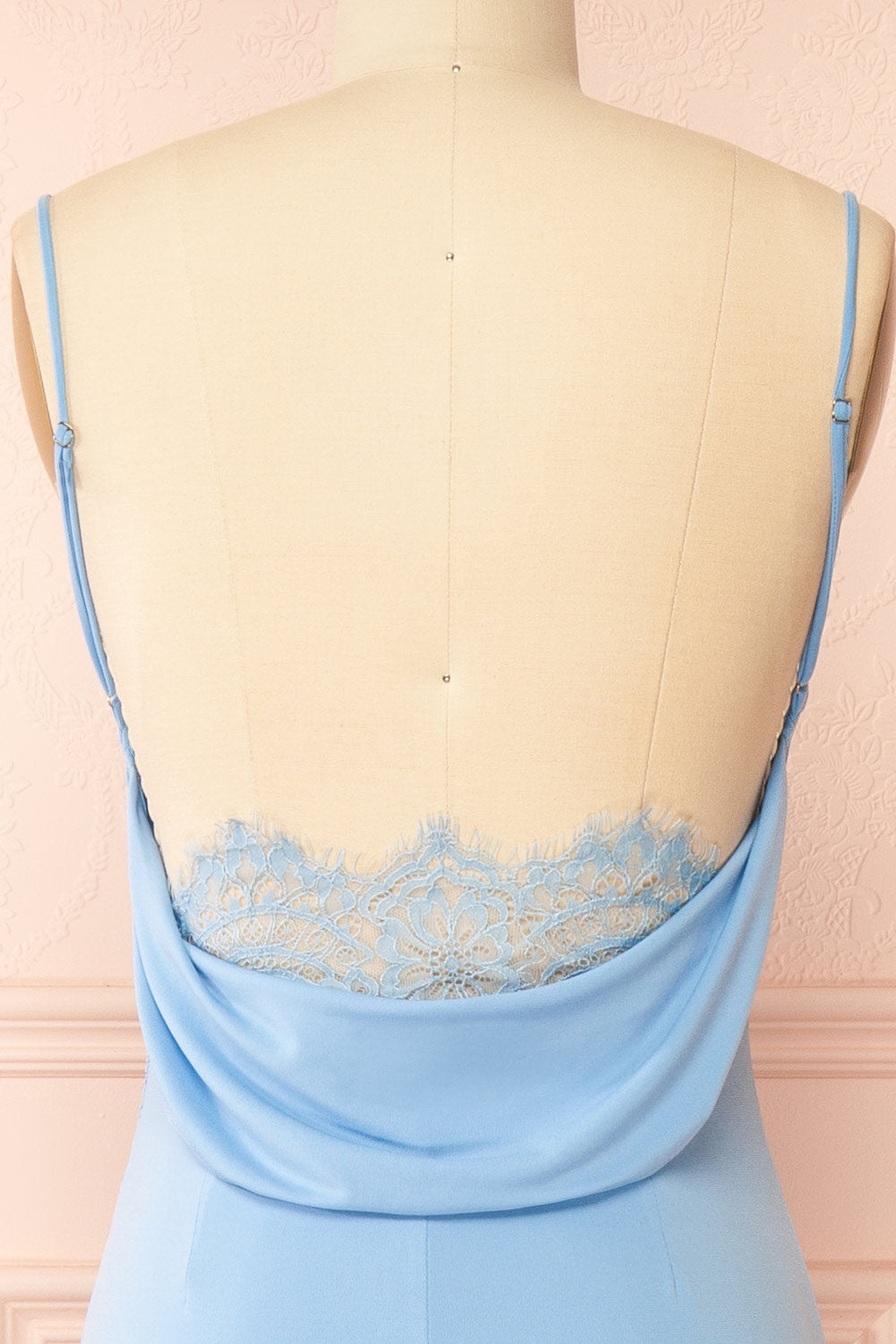 Nayla Light Blue Mermaid Maxi Dress with Open Back | La petite garçonne back