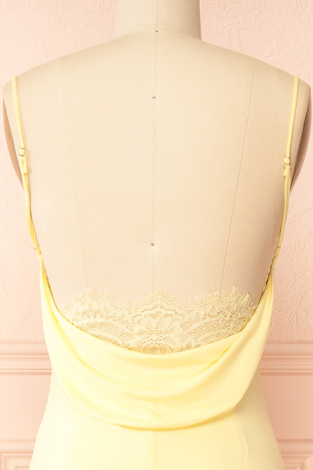 Nayla Light Yellow Mermaid Maxi Dress with Open Back | La petite garçonne back