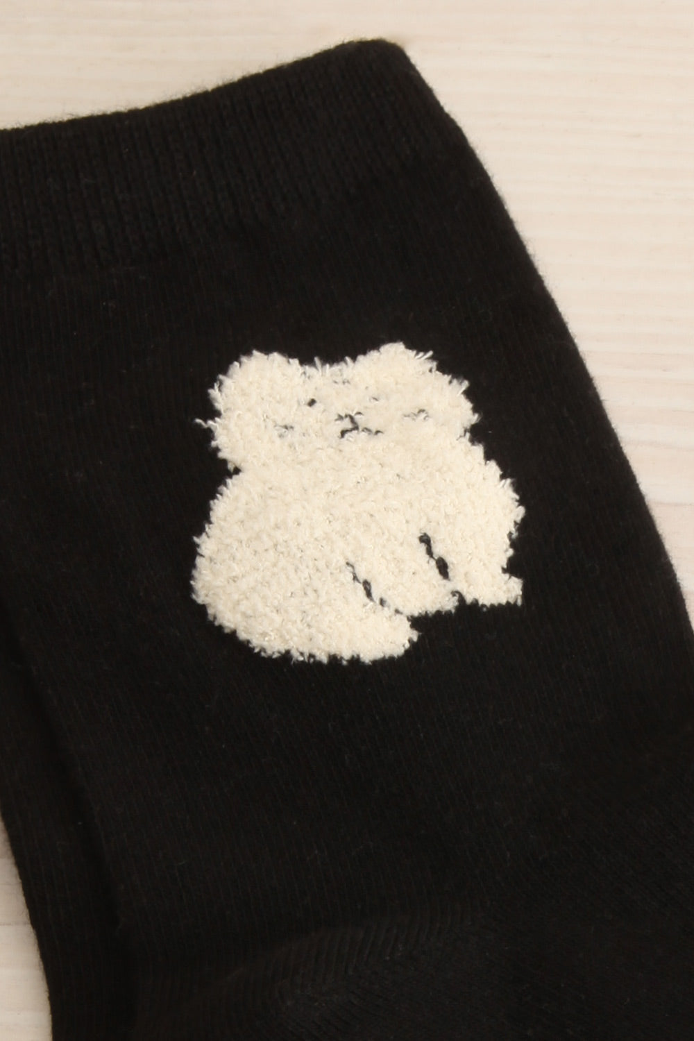 Nazca Black Crew Socks w/ Cat Detail | La petite garçonne close-up