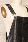 Ndjamena Black Faux Leather Overalls | La petite garçonne  side close-up