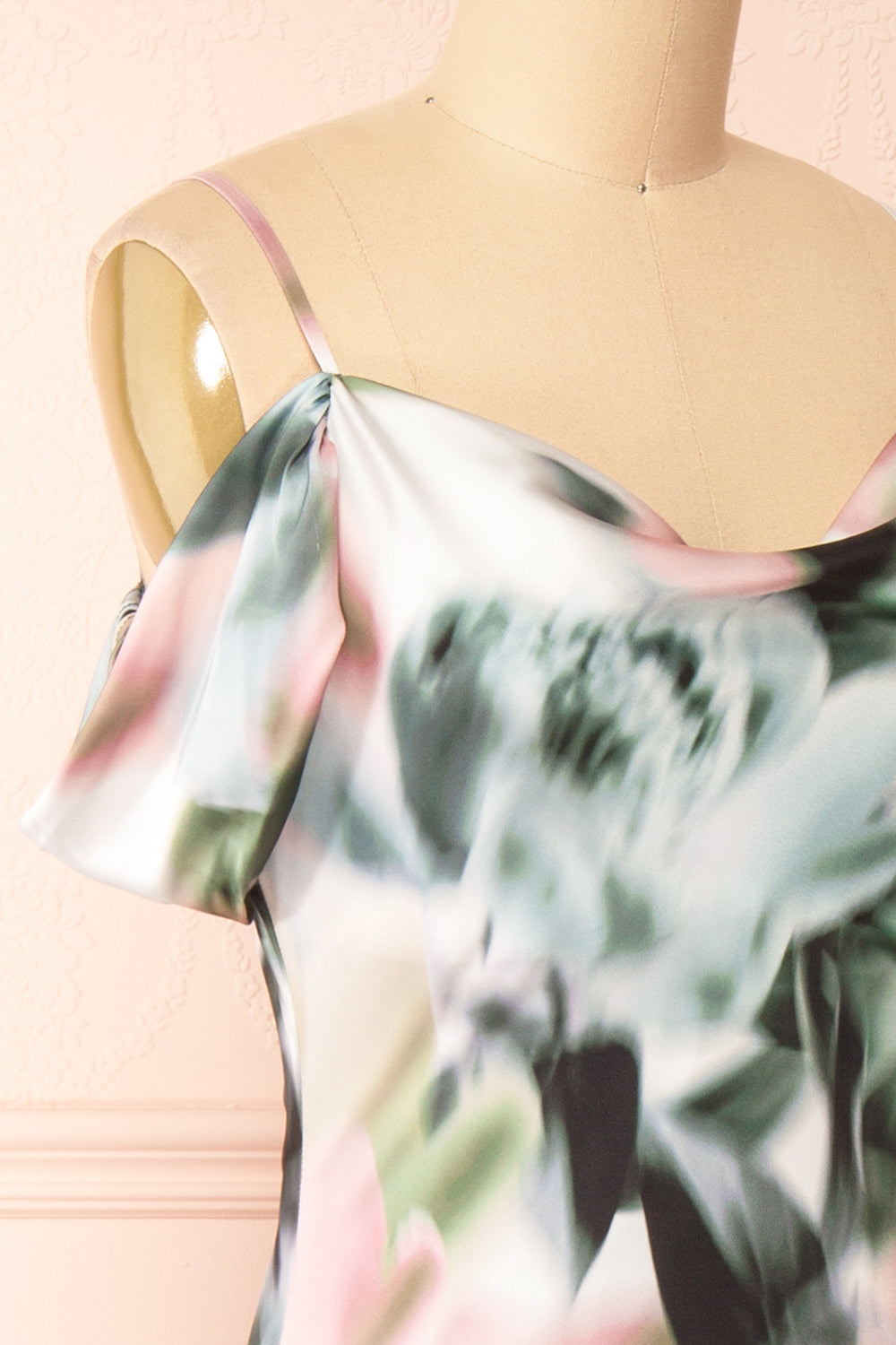 Nefera Colorful Blurry Floral Satin Dress | Boutique 1861  side