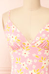 Neit Short Pink Floral Slip Dress | Boutique 1861  front close-up