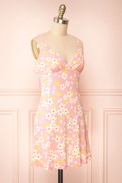 Neit Short Pink Floral Slip Dress | Boutique 1861  side view