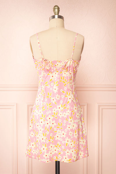 Neit Short Pink Floral Slip Dress | Boutique 1861  back view