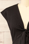 Neko Black Short Tie-Front Linen Dress | La petite garçonne front