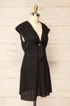 Neko Black Short Tie-Front Linen Dress | La petite garçonne side view