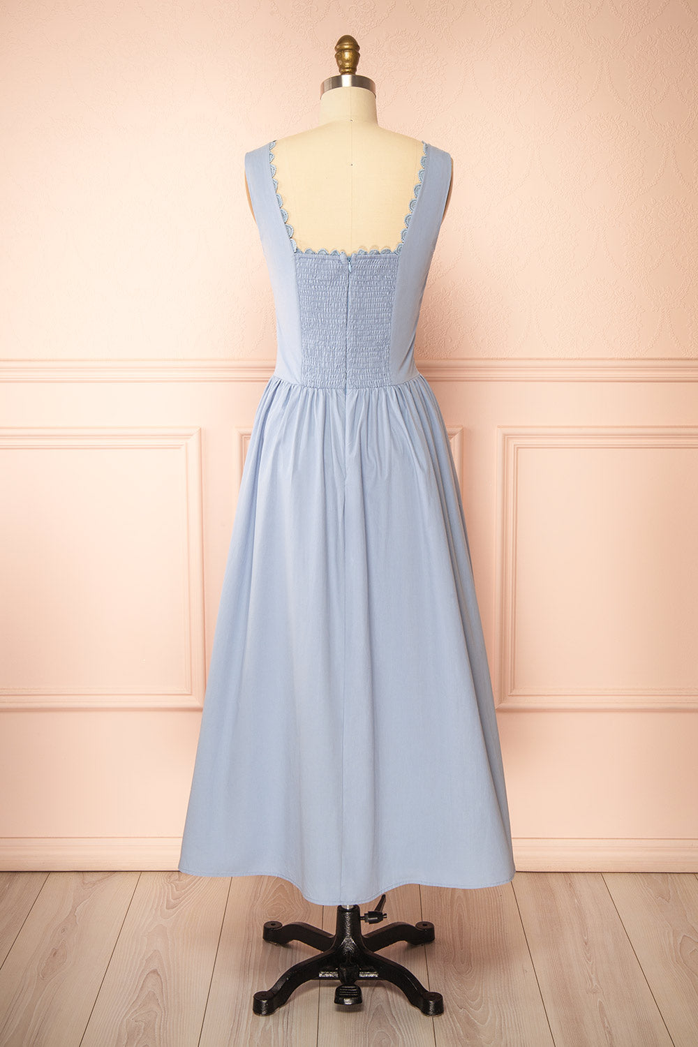 Nena Blue Long Dress with Square Neckline | Boutique 1861 back view