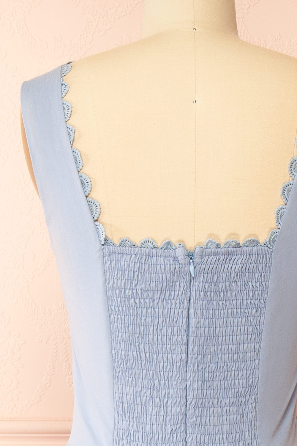 Nena Blue Long Dress with Square Neckline | Boutique 1861 back