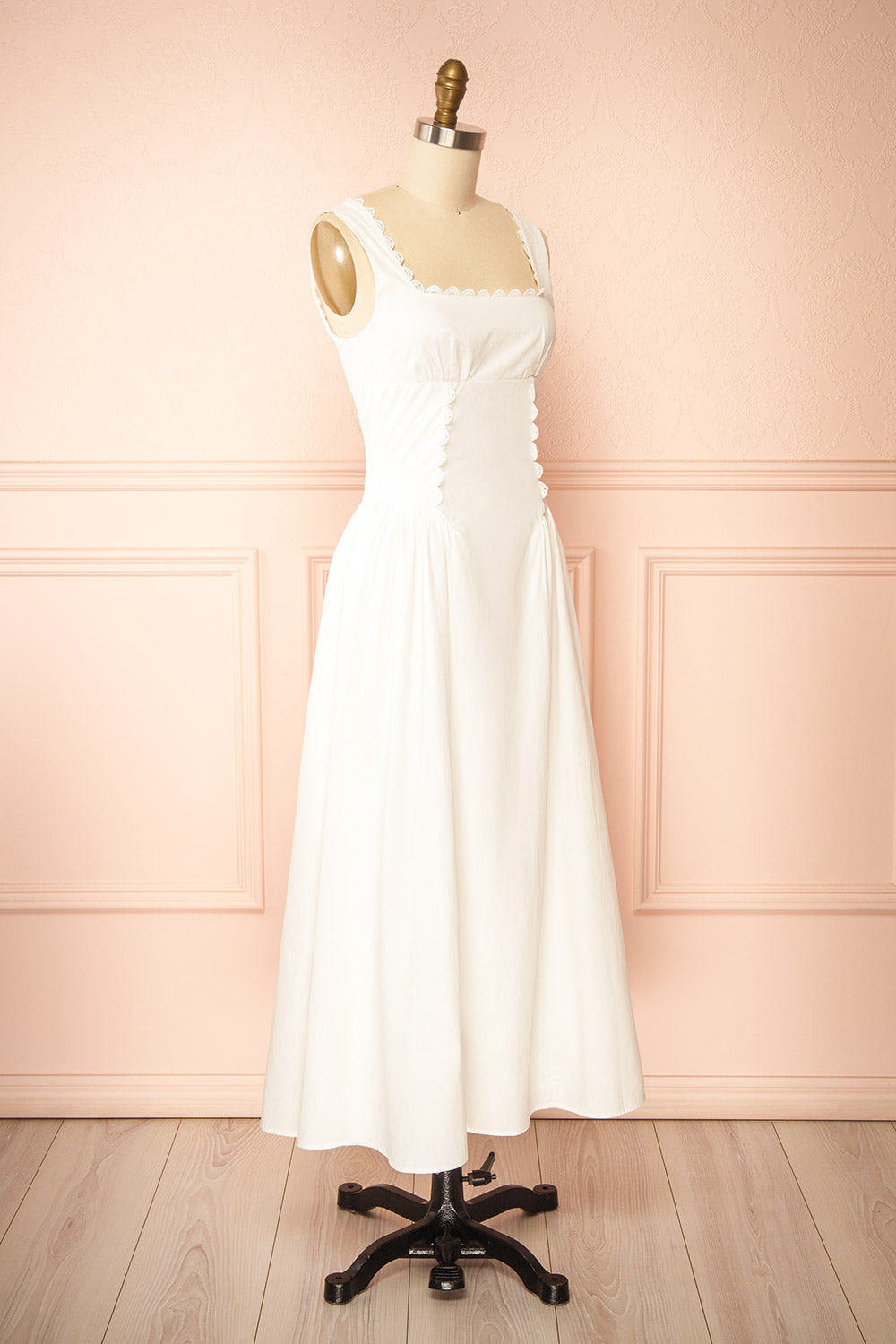 Nena Ivory Long Dress with Square Neckline | Boutique 1861 side view