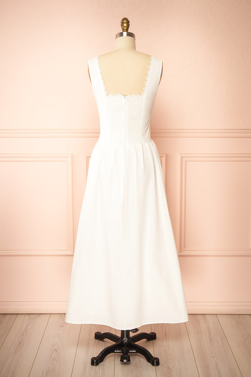 Nena Ivory Long Dress with Square Neckline | Boutique 1861 back view
