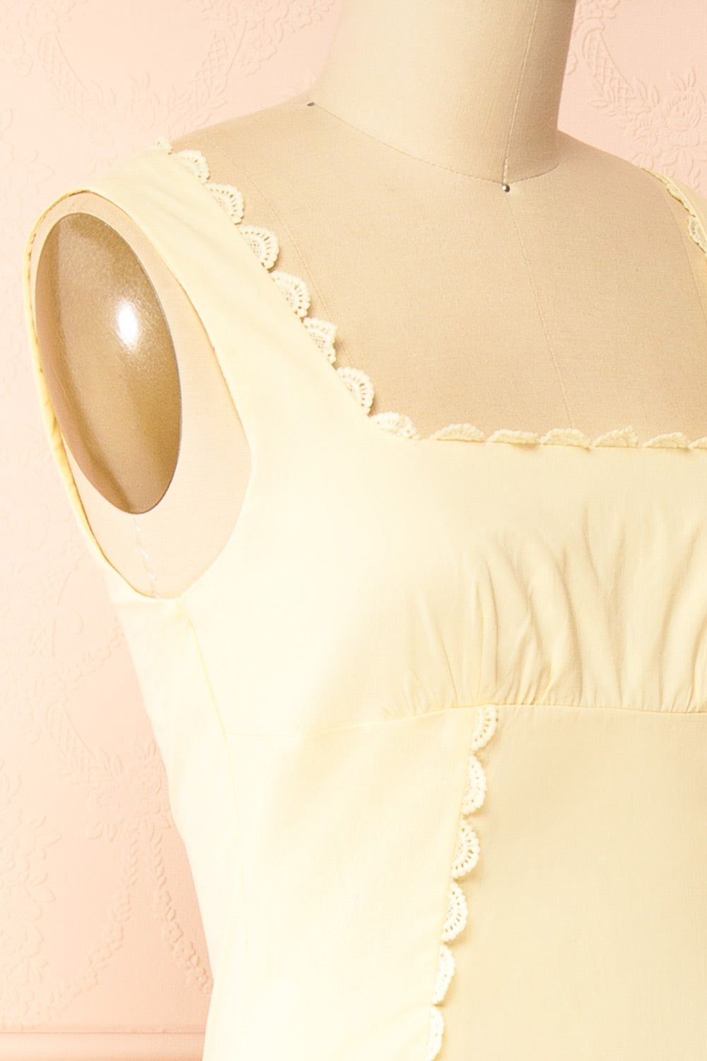 Nena Yellow Long Dress with Square Neckline | Boutique 1861 side