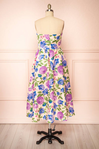 Nerine Sparkly Strapless Floral Midi Dress | Boutique 1861 back view
