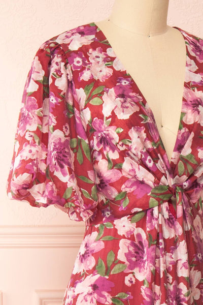 Nerissa Deep V-neck Floral Print Maxi Dress | Boutique 1861 side close-up