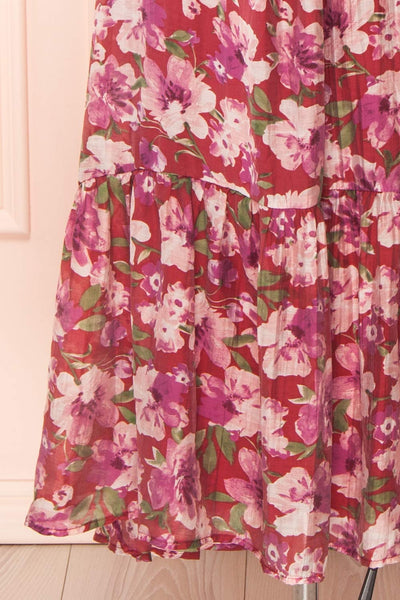 Nerissa Deep V-neck Floral Print Maxi Dress | Boutique 1861 bottom close-up