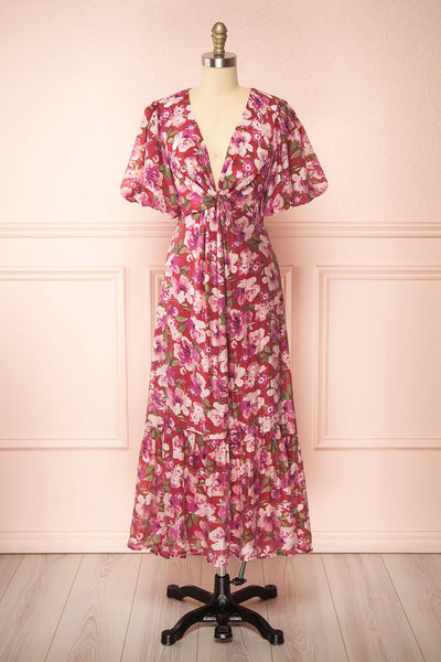 Nerissa Deep V-neck Floral Print Maxi Dress | Boutique 1861 front view