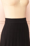 Neve Black Midi Knit Pleated Skirt | Boutique 1861 side close-up