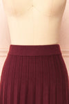 Neve Burgundy Midi Knit Pleated Skirt | Boutique 1861 front close-up