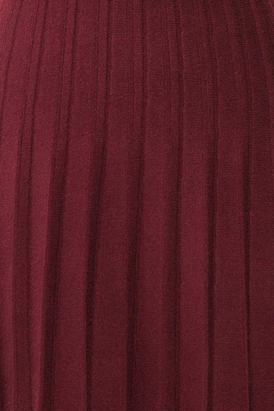 Neve Burgundy Midi Knit Pleated Skirt | Boutique 1861 fabric