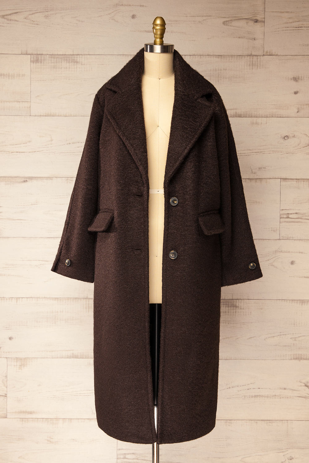 Newark Brown Felt Coat | La petite garçonne open view