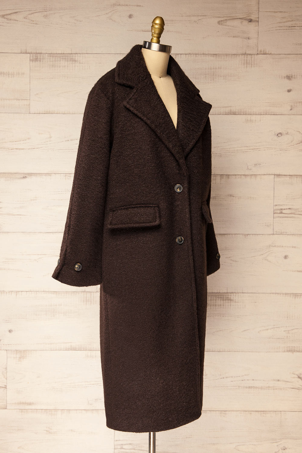 Newark Brown Felt Coat | La petite garçonne side view