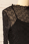 Newcastle Short Black Mesh Dress w/ Long Sleeves | La petite garçonne side close-up