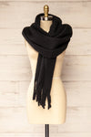 Newnham Black Oversized Soft Knit Scarf | La petite garçonne view