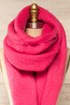 Newnham Fuchsia Oversized Soft Knit Scarf | La petite garçonne  middle close-up