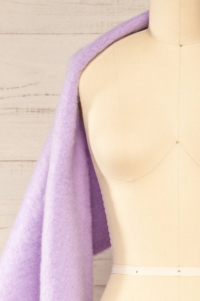 Newnham Lavender Oversized Soft Knit Scarf | La petite garçonne close-up