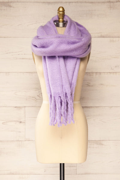 Newnham Lavender Oversized Soft Knit Scarf | La petite garçonne  middle view