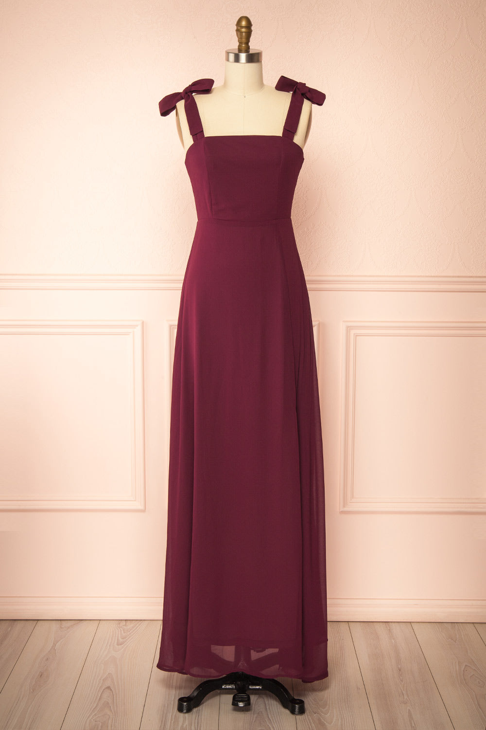 Neytiri Burgundy Exclusive 1861 A-Line Dress | Boutique 1861 front view