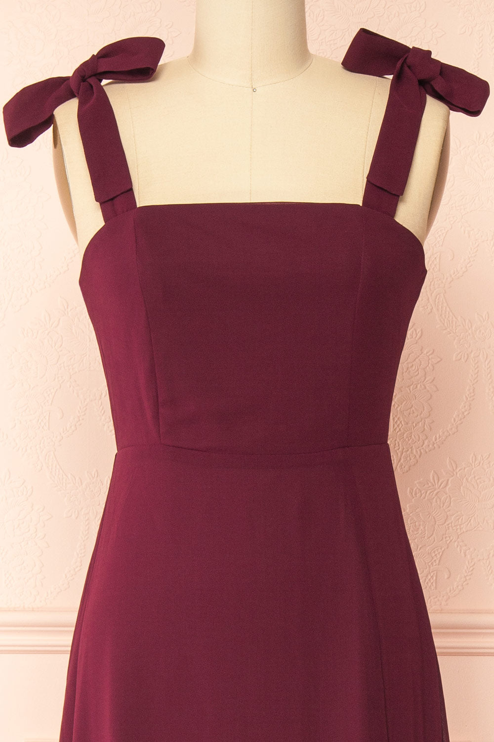 Neytiri Burgundy Exclusive 1861 A-Line Dress | Boutique 1861 front view
