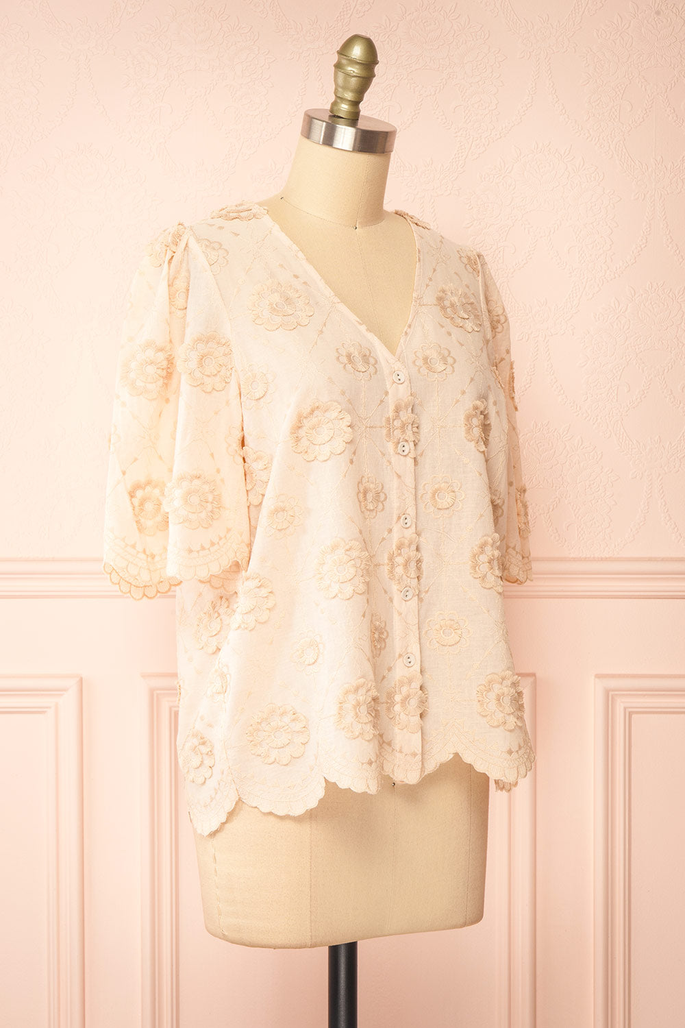 Niah Peach Oversized Top w/ Embroidery | Boutique 1861 side view