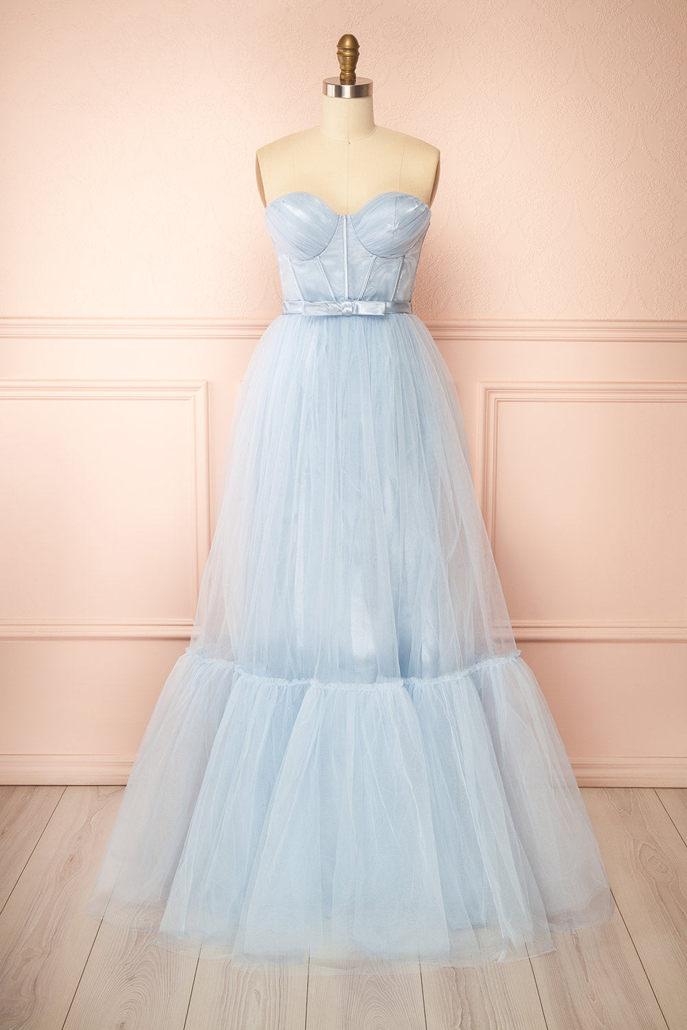 Nicola Blue | Strapless Corset Maxi Dress