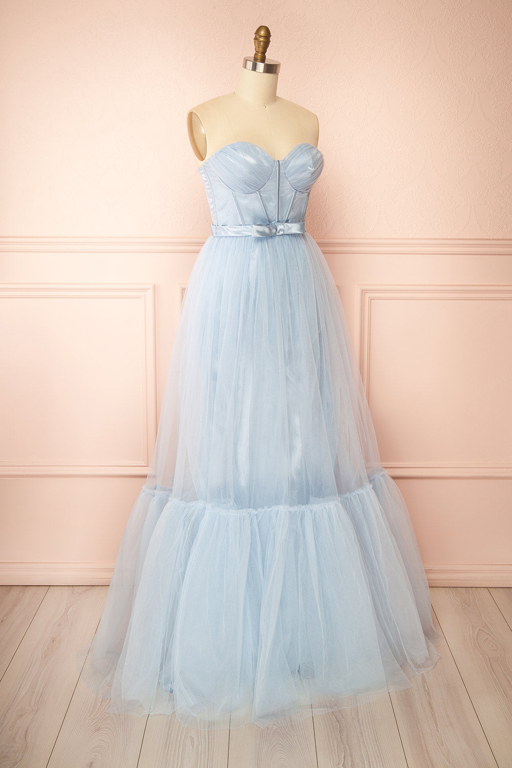 Nicola Blue | Strapless Corset Maxi Dress