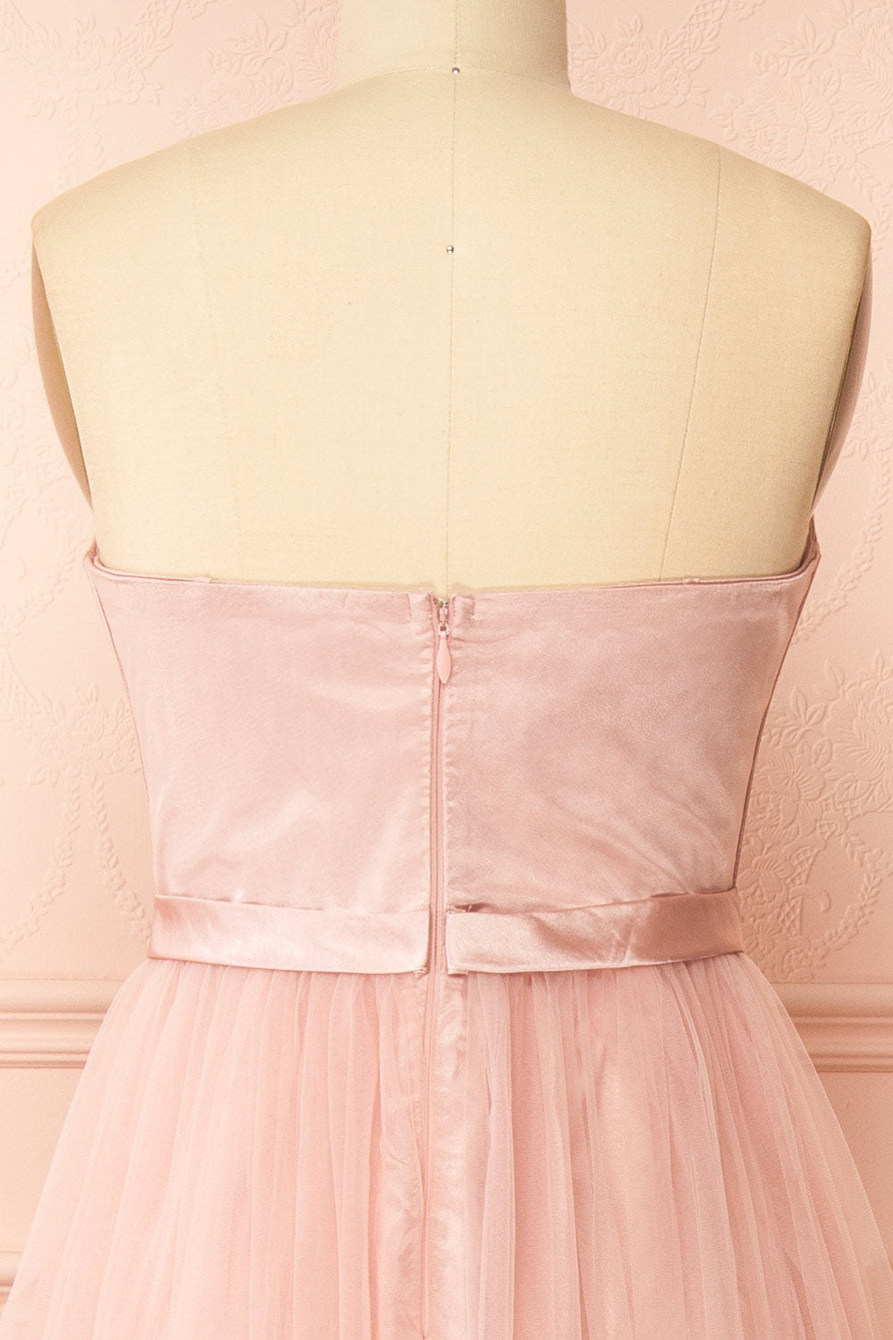 Nicola Rose Pâle | Robe Maxi Corset Sans Bretelles