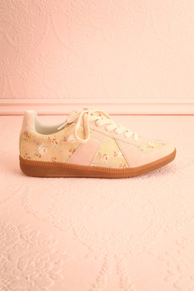 Noelle Floral Sneakers w/ Pink Suede Accents | Boutique 1861 side view