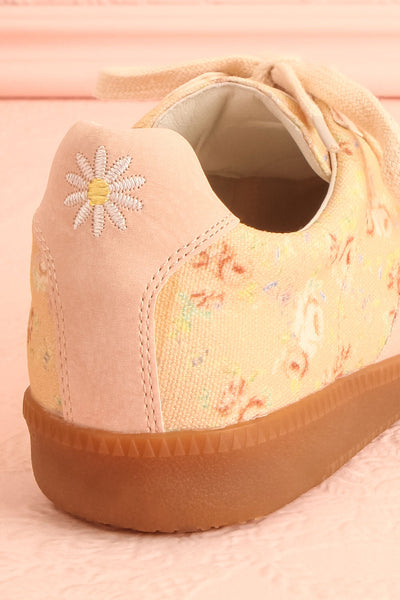 Noelle Floral Sneakers w/ Pink Suede Accents | Boutique 1861 back close-up
