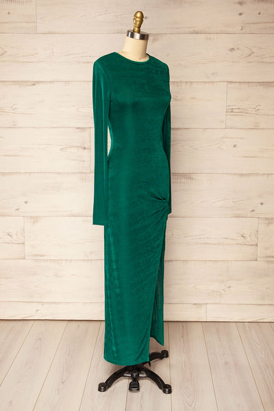 Nogent Green Long-Sleeved Dress w/ Slit | La petite garçonne side view
