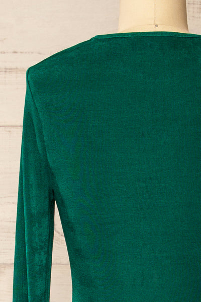 Nogent Green Long-Sleeved Dress w/ Slit | La petite garçonne back