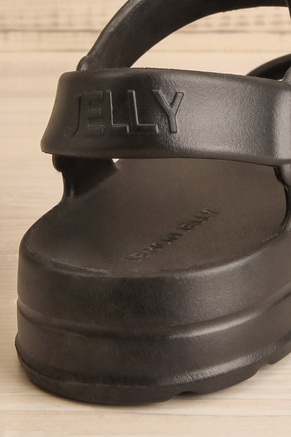 Nollah Black Sandals w/ Velcro Closure | La petite garçonne back close-up
