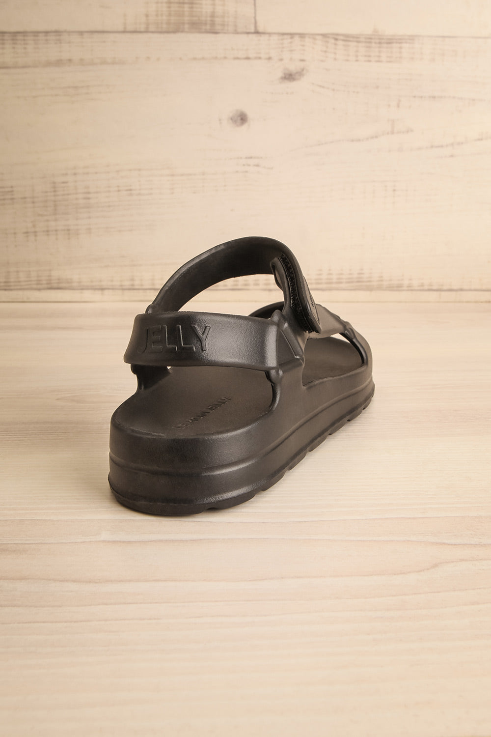 Nollah Black Sandals w/ Velcro Closure | La petite garçonne back view