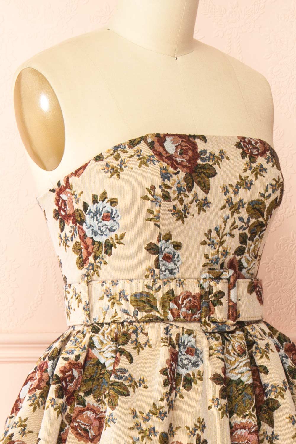 Norina Long Strapless Jacquard Dress with Belt | Boutique 1861 side