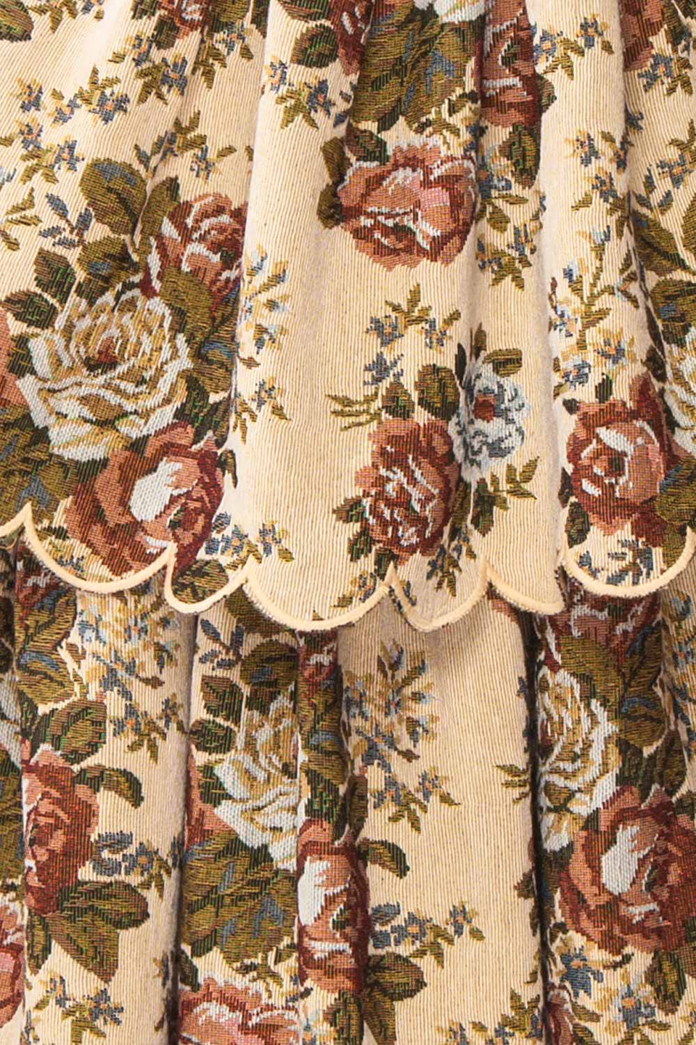 Norina Long Strapless Jacquard Dress with Belt | Boutique 1861 fabric 