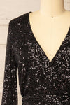 Northampton Long Sleeved Short Black Sequin Dress | La petite garçonne front close-up