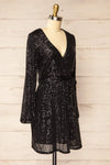 Northampton Long Sleeved Short Black Sequin Dress | La petite garçonne side view