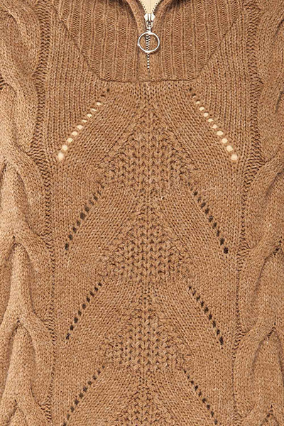 Nottingham Brown Quarter Zip Knit Sweater | La petite garçonne fabric