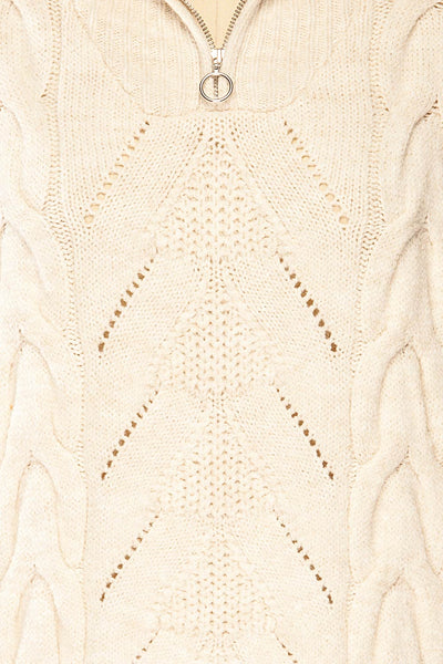 Nottingham Ivory Quarter Zip Knit Sweater | La petite garçonne fabric